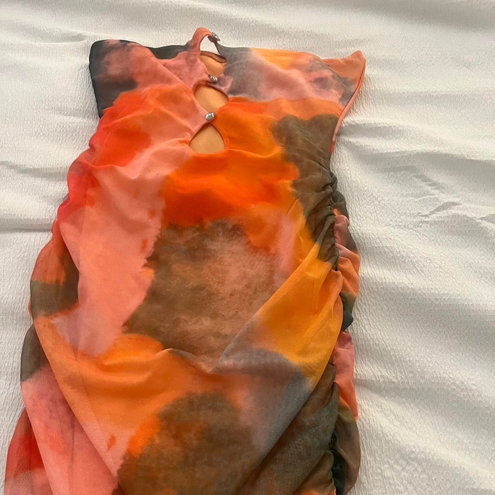 SHEIN Orange and Black Mini Dress